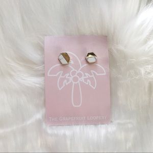 New, White and Gold Colored Studs Stud Earrings